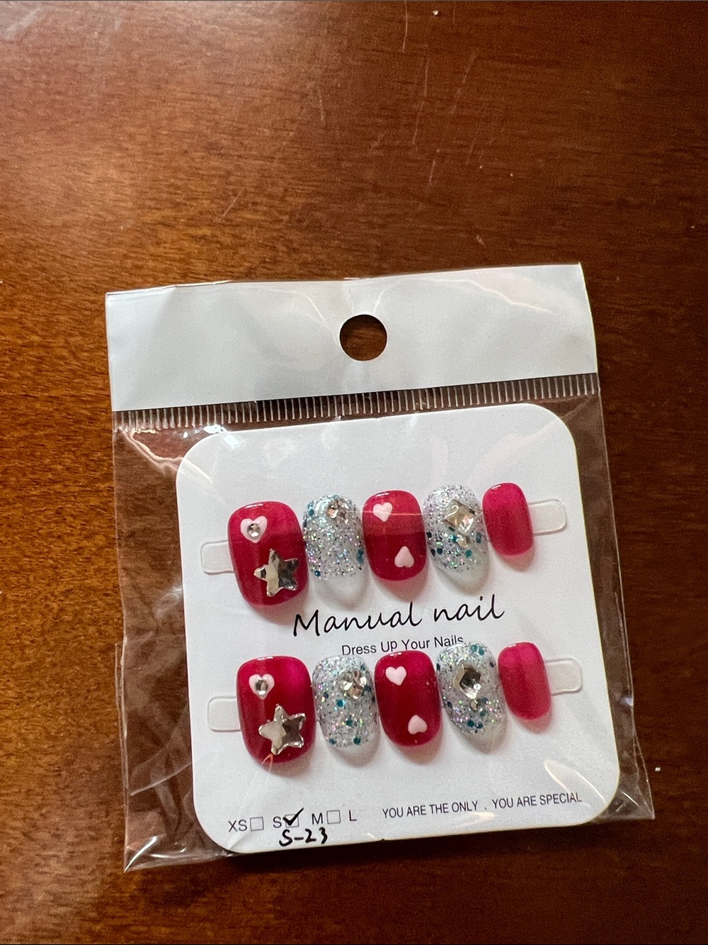 Hot Pink & Silver Glitter Press-On Nail Set